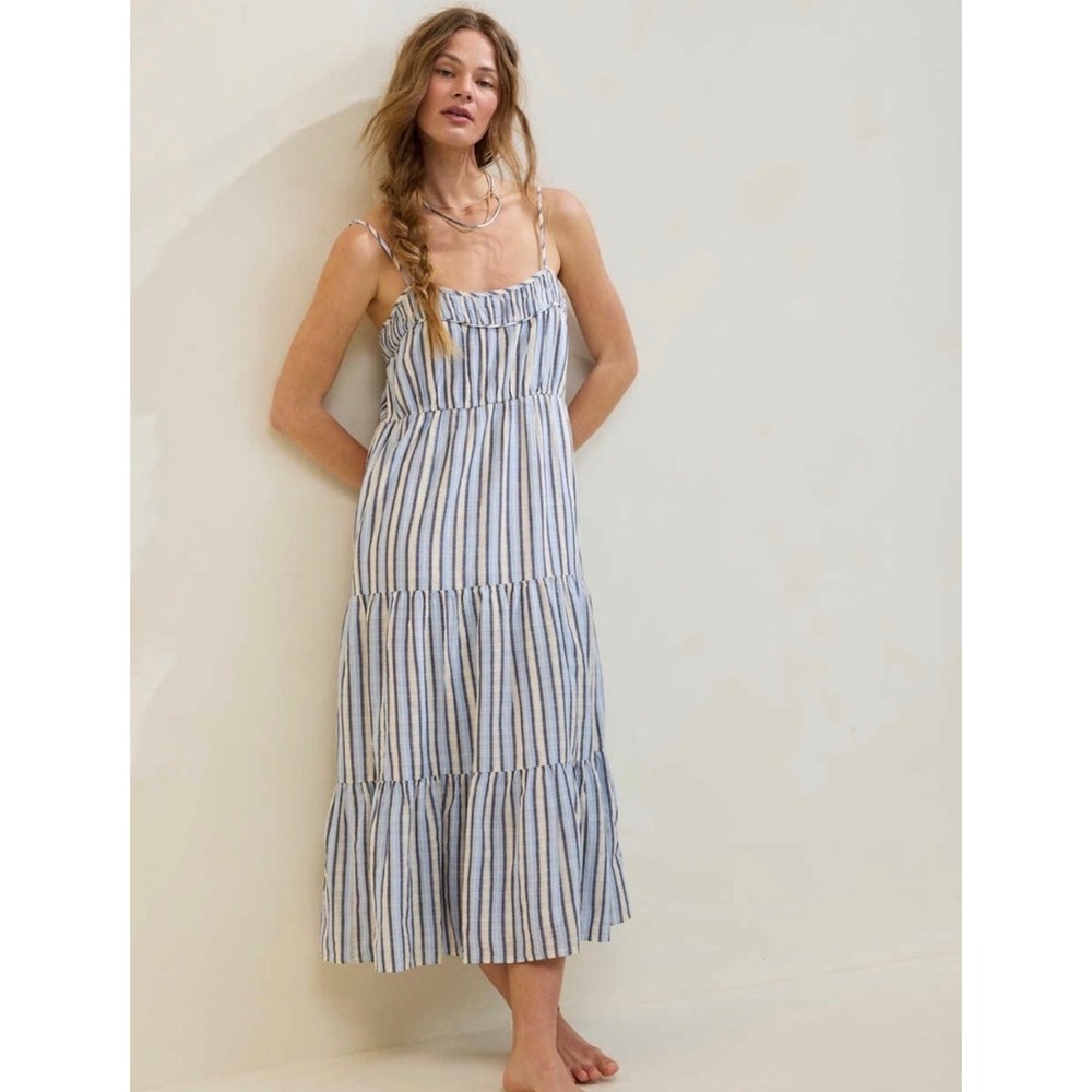 Aerie Striped Tiered Maxi Dress Size XS Coastal Beach Summer Lightweight Casual